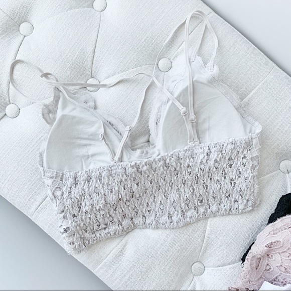 JOLIE FLORAL LACE DOUBLE STRAP BRALETTE - DOVE - Picture 4 of 7